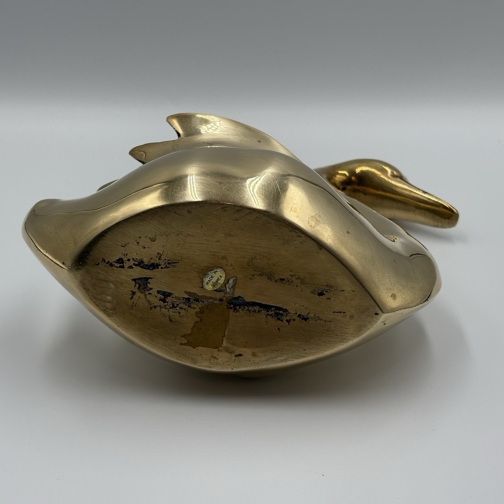Vintage Brass Swan Planter or Vase Mid-Century Modern Korea retro - Picture 5 of 6